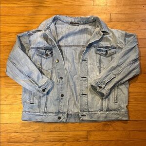 Free People Oversized Distressed Denim Jacket